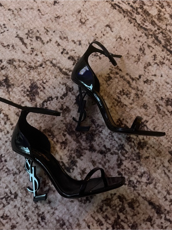 Saint Laurent Shoes - Saint Laurent Black Patent Logo-Back Strap Heels